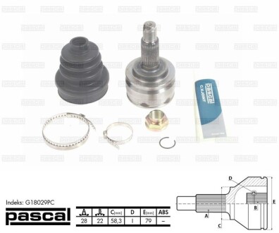 Шарнир приводного вала pascal g18029PC