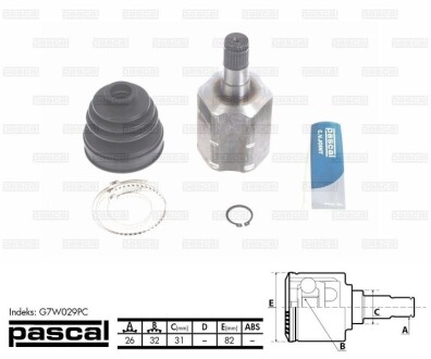 Шарнир приводного вала pascal g7W029PC