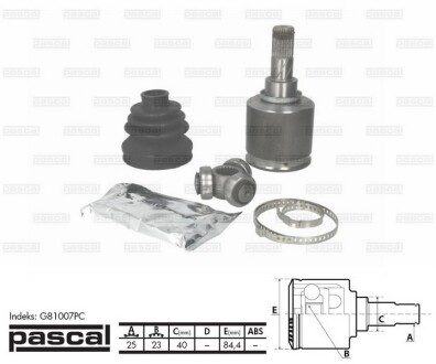 Шарнир приводного вала pascal g81007PC