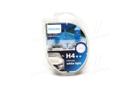 Лампа розжарювання H4 12V 60/55W P43t-38 Diamond Vision 5000K philips 12342DVS2