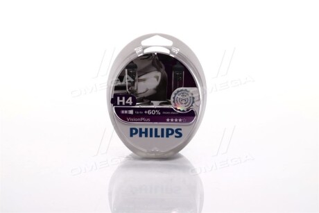 Автолампа VisionPlus H4 P43t-38 55 W 60 W прозрачная philips 12342VPS2