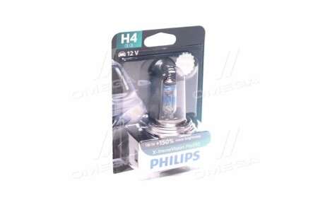 Лампа розжарювання H4 X-tremeVision Pro150 +150 12V 60/55W P43t-38 philips 12342XVPB1 (фото 1)