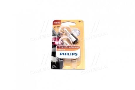 Лампа розжарювання P21/4W 12V BAZ15d 2шт blister philips 12594B2