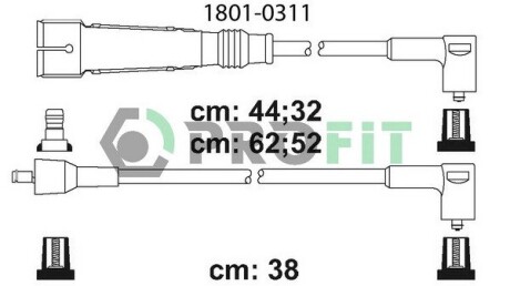 Комплект кабелів високовольтних profit 1801-0311