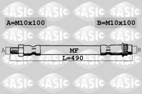 Шланг торм. передний (490 мм) sasic 6600007