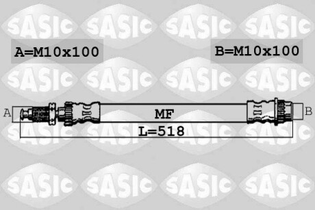 Шланг гальм. передній (518 мм)) sasic 6600009