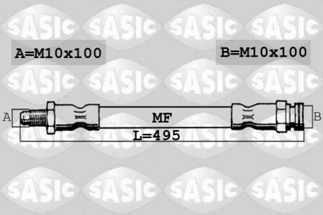 Шланг тормозной передний sasic 6600016