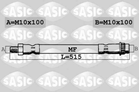 Шланг гальм. передній sasic 6604016