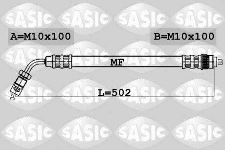 Шланг торм. передний sasic 6604017