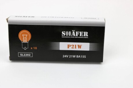 Лампа розжарення 24V 21W P21W BA15S shafer sl2202