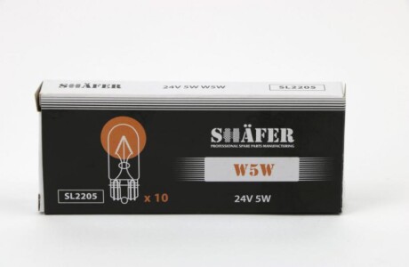 Автолампа W5W W2,1x9,5d 5 W shafer sl2205