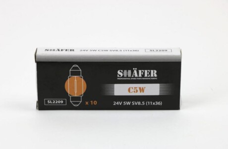 Лампа розжарення 24V 5W C5W SV8.5 shafer sl2209