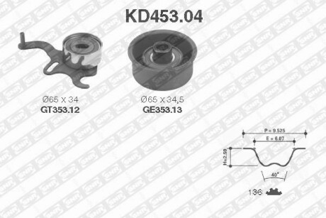 Комплект ремня ГРМ snr ntn kd453.04