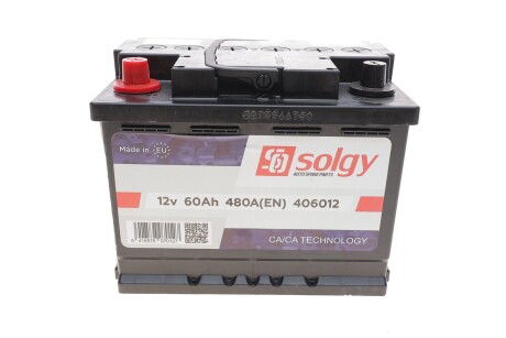 Акумуляторна батарея 60Ah/480A (242x175x190/+L) solgy 406012