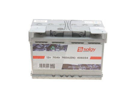 Акумуляторна батарея 70Ah/760A (278x175x190/+R/B13) (Start-Stop EFB) solgy 406034