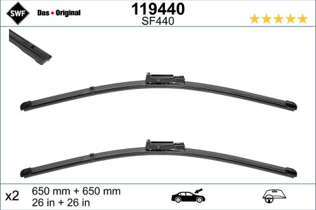 Щітки склоочисника (650/650mm) Seat Altea 04-/XL 06-/Toledo III 04-09 (Valeo) swf 119440