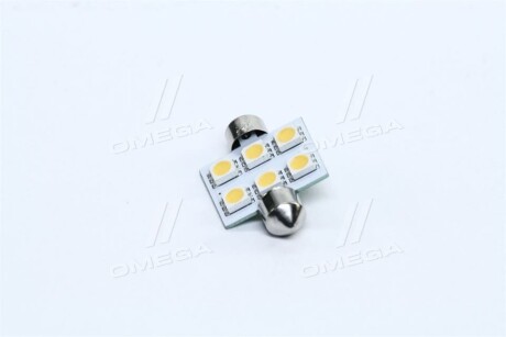 Лампа LED Софітні C5W 24V T11x36-S8.5 (6 SMD size5050) WARM WHITE <> tempest tmp12t1124v