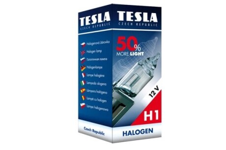 Лампа галогенна H1 12V 55W P14,5s +50% Premium tesla b30101