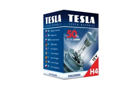 Лампа галогенна H4 12V 60/55W P43t +50% Premium tesla b30401