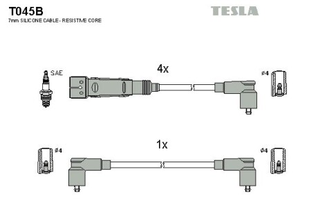 Дроти високовольтні, комплект Seat Inca 1.6 (97-00),Vw Caddy ii 1.6 (95-00) BLATNA tesla t045B