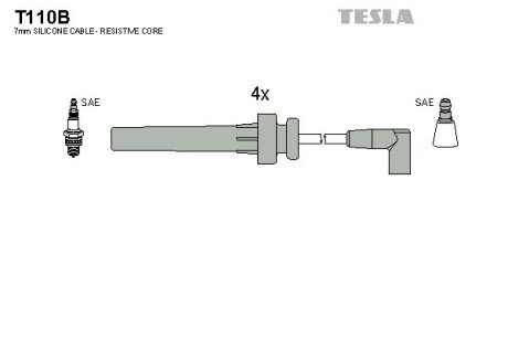 Комплект кабелів високовольтних tesla t110B