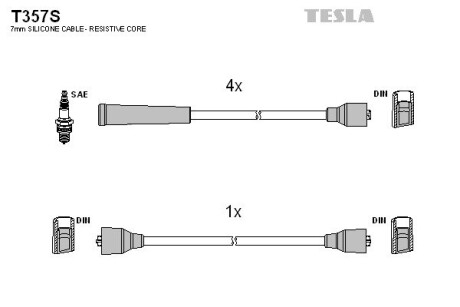 Провода свечные 2141 (силикон) tesla t357S