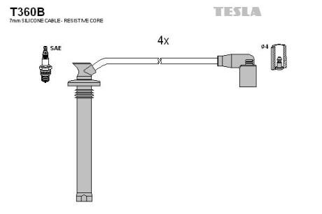 Провода высоковольтные, комплект Chery Amulet 1.5 (08-10),Chery Bonus 1.5 (06-) BLATNA tesla t360B