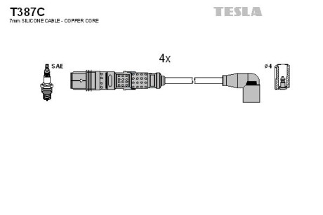 Комплект кабелів запалювання tesla t387C