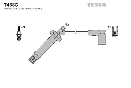 Комплект кабелів запалювання tesla t468G