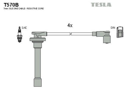 Комплект кабелів запалювання tesla t570B