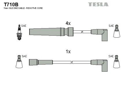 Провода свічкові Нескія 1,5 16V/Есперо (силікон) tesla t710B