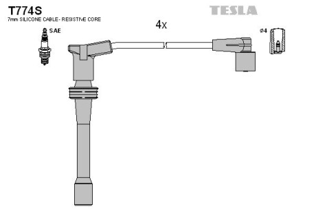 Провода свечные 2110-2112 инж (1,5 16кл) (силикон) tesla t774S