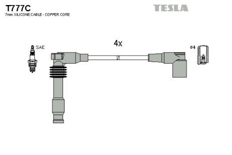 Провода свечные Лачетти 1,8 (силикон) с медной жилой tesla t777C