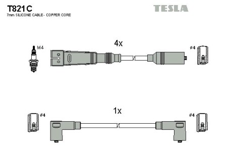 Комплект кабелів запалювання tesla t821C