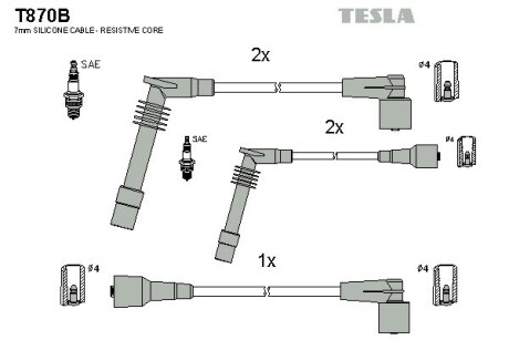 Провода высоковольтные, комплект Opel Vectra b 1.6 (95-03),Opel Vectra b 1.6 (95-02) BLATNA tesla t870B