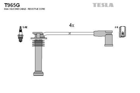 Дроти високовольтні, комплект Ford Fiesta v 2.0 (05-08),Ford Mondeo iii 1.8 (00-07) BLATNA tesla t965G