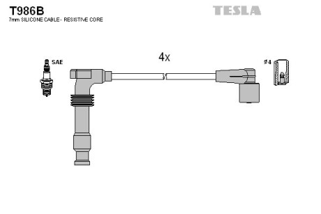 Провід свічкові Лачетти 1,8 (силікон) tesla t986B