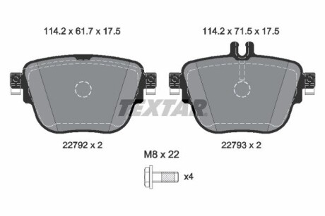 Колодки гальмівні (задні) MB E-class (W213/S213) 16- (TRW) Q+ textar 2279201