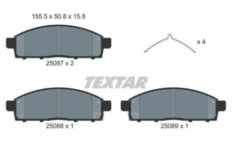 Колодки гальмівні (передні) Mitsubishi L200 07- / Fiat Fullback 16- (Tokico) textar 2508703