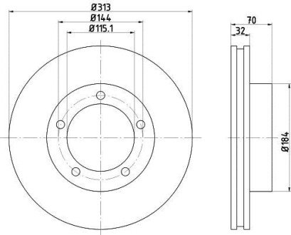 Диск гальмівний (передній) Toyota Land Cruiser 100 4.2TD/4.7 98-07 (313x32) PRO textar 92108103