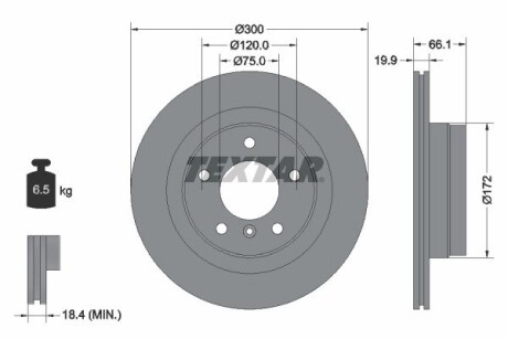 Диск гальмівний (задній) BMW 1 (E81/E87)/3 (E90/E91/E92) 05-13 (300x19.9) PRO textar 92133003