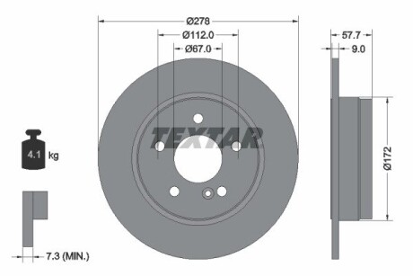 Диск тормозной (задний) MB C-class (W204/S204/C204) 07- (278x9) PRO textar 92163103