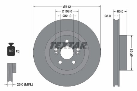 Тормозной диск textar 92167703