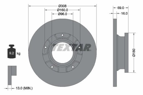 Диск тормозной (задний) Ford Transit 12-(308x16) PRO (спарка)) textar 92292603