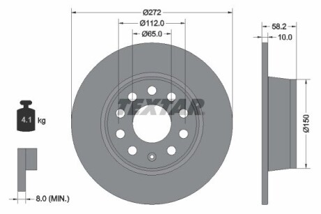 Диск гальмівний (задній) Audi Q2/Skoda Karoq/Octavia 18- (272x10) PRO textar 92300003