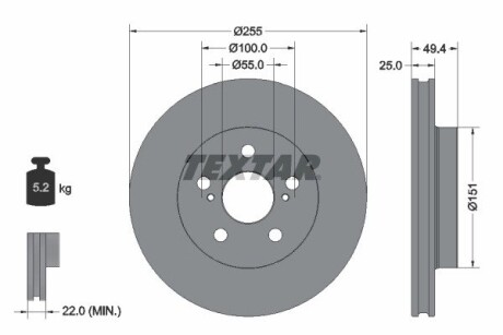 Диск гальмівний textar 92301703 (фото 1)