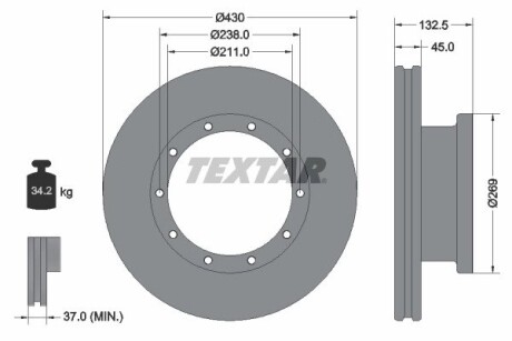 Тормозной диск textar 93087900