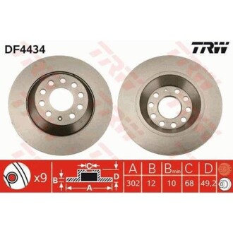 Диск тормозной задний trw df4434