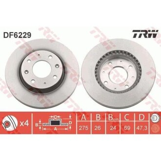 Диск тормозной trw df6229