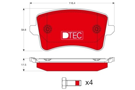 Тормозные колодки, дисковые trw gdb1765dte